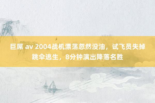 巨屌 av 2004战机漂荡忽然没油，试飞员失掉跳伞逃生，8分钟演出降落名胜