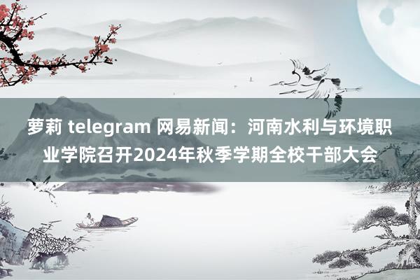 萝莉 telegram 网易新闻：河南水利与环境职业学院召开2024年秋季学期全校干部大会