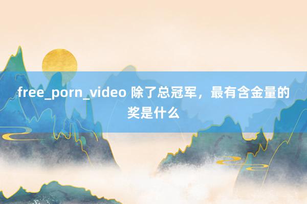 free_porn_video 除了总冠军，最有含金量的奖是什么