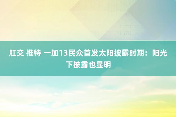 肛交 推特 一加13民众首发太阳披露时期：阳光下披露也显明