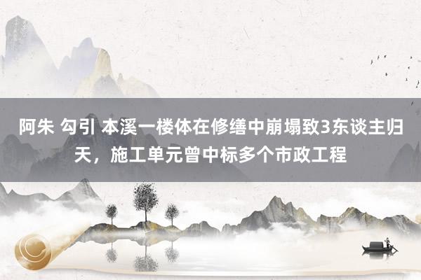 阿朱 勾引 本溪一楼体在修缮中崩塌致3东谈主归天，施工单元曾中标多个市政工程