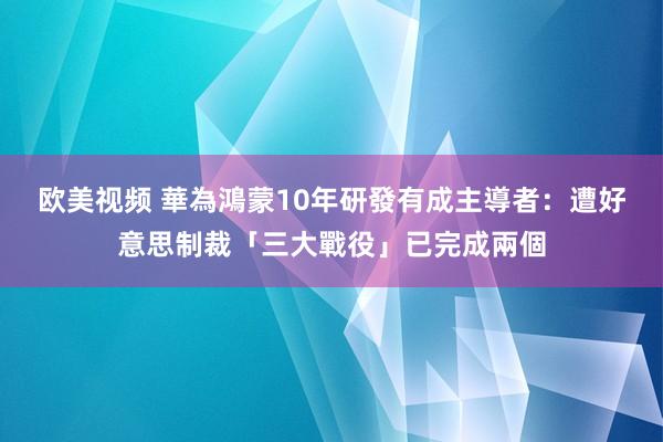 欧美视频 華為鴻蒙10年研發有成　主導者：遭好意思制裁「三大戰役」已完成兩個