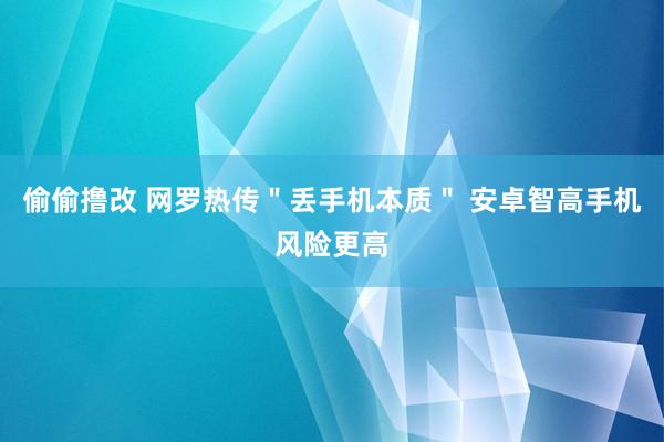 偷偷撸改 网罗热传＂丢手机本质＂ 安卓智高手机风险更高